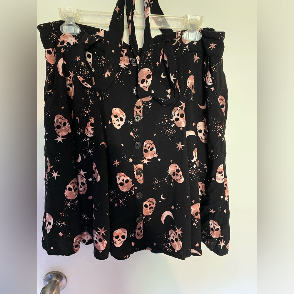Torrid Black Skirt with Pink Pattern